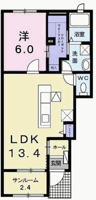 ＪＲ山陽本線 土山駅 徒歩19分 2階建 築11年(1LDK/1階)の間取り写真