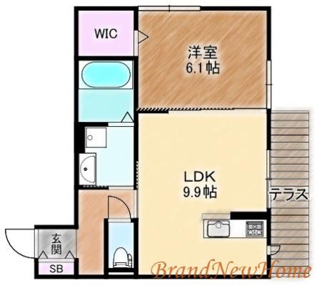 シャルール三国ヶ丘(1LDK/1階)の間取り写真