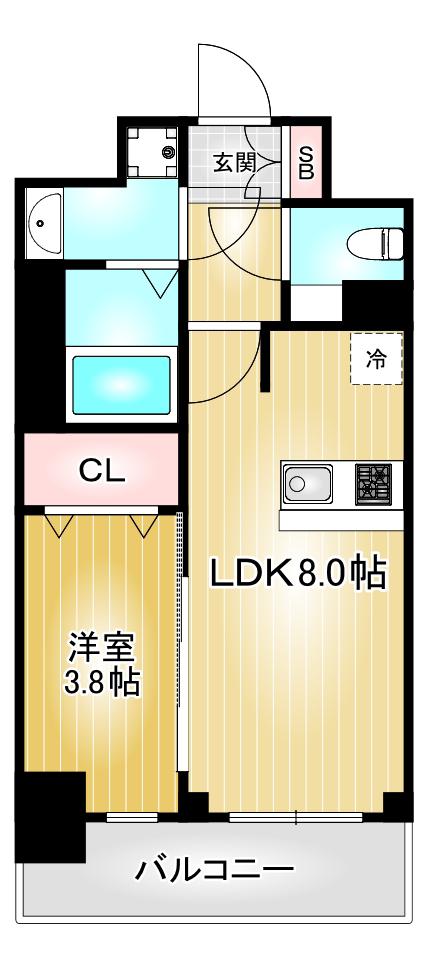 プレサンス名古屋駅ゲート(1LDK/3階)の間取り写真