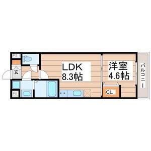 BLESSED LIFE上杉(1LDK/3階)の間取り写真