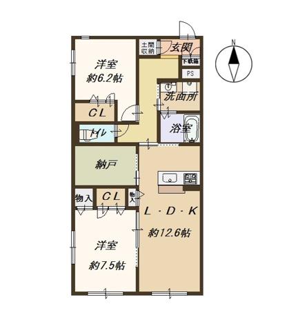 SATIS VITA(2SLDK/3階)の間取り写真