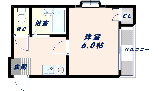 ゴッドフィールド布施(1K/2階)の間取り写真