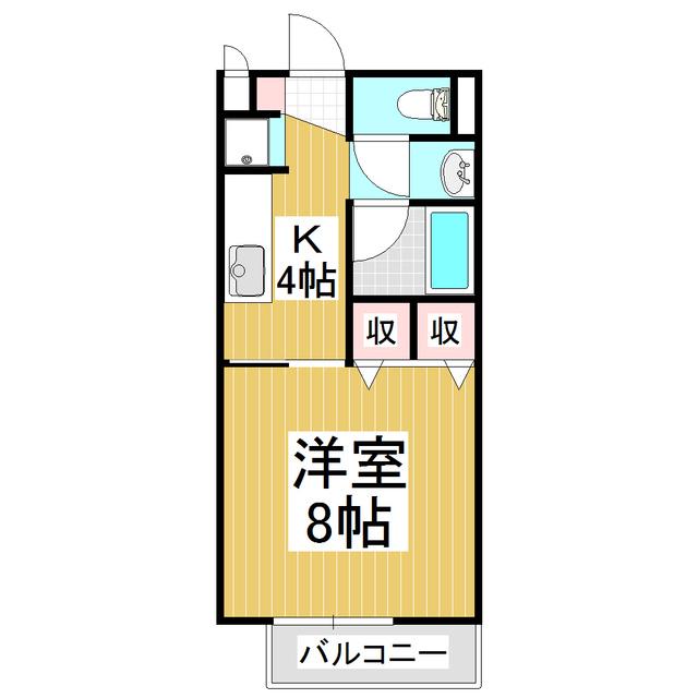 アルペン並柳B(1K/2階)の間取り写真