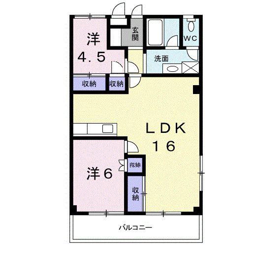 ガーデンコート大喜(2LDK/3階)の間取り写真