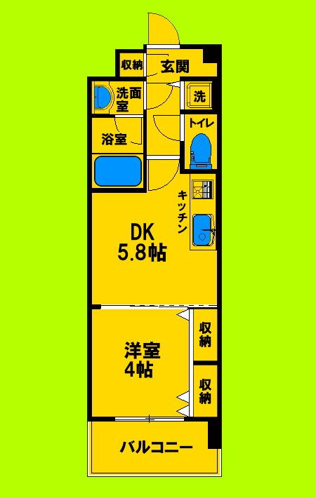 プレジオ江坂サース(1DK/8階)の間取り写真