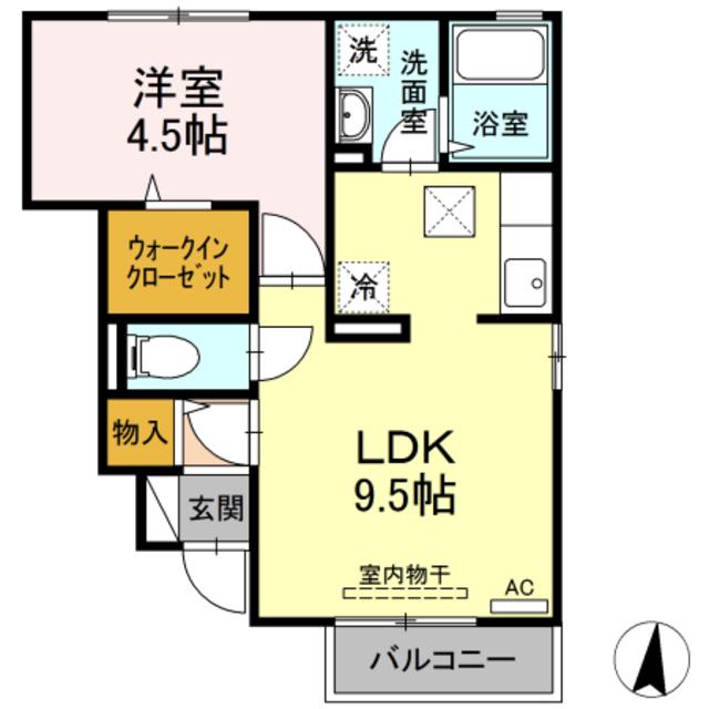 グランシャトーA(1LDK/1階)の間取り写真
