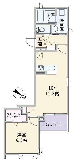 VIE NOUVELLE III(1LDK/2階)の間取り写真