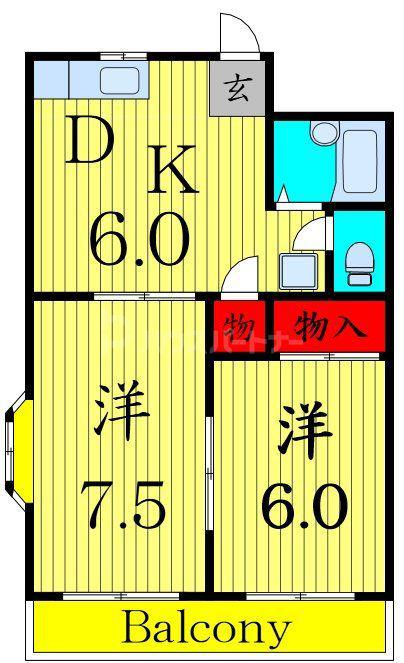 SHIINA CITY HEIGHTS A(2DK/1階)の間取り写真