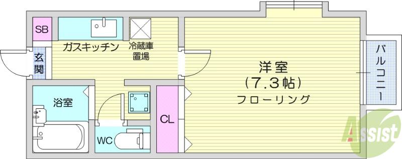 プルミエ(1K/2階)の間取り写真