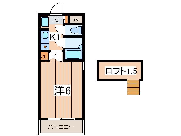 ヒルズ鶴間(1K/3階)の間取り写真