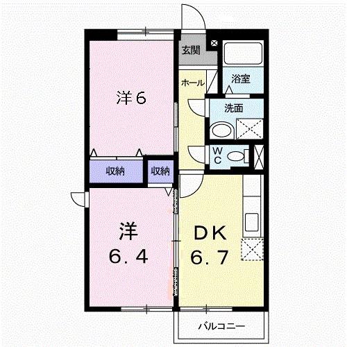 パレス・藤(2DK/2階)の間取り写真