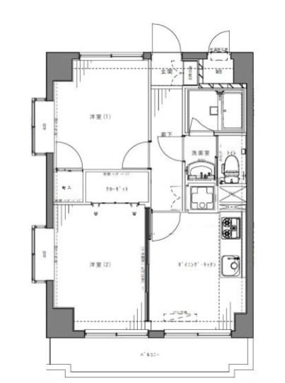 デイム橋本(2DK/3階)の間取り写真