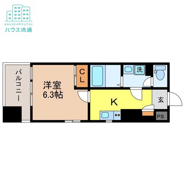 レジデンス古町(1K/11階)の間取り写真