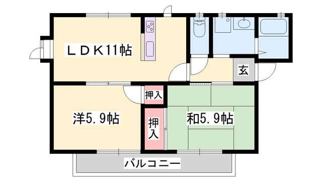FRAGRANCE COMPLET(2LDK/1階)の間取り写真