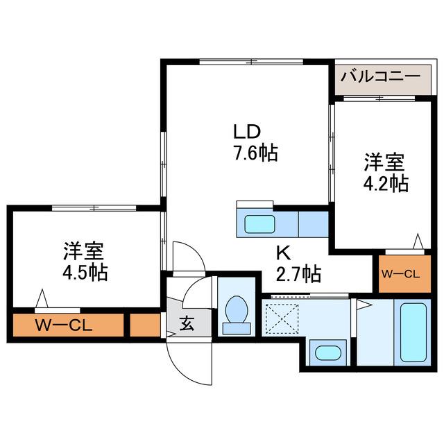 LUNON SAPPORO STA. ルノン札幌ステーション(2LDK/2階)の間取り写真
