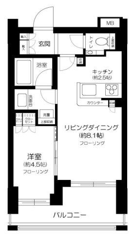 クラッシィスイート赤坂(1LDK/3階)の間取り写真