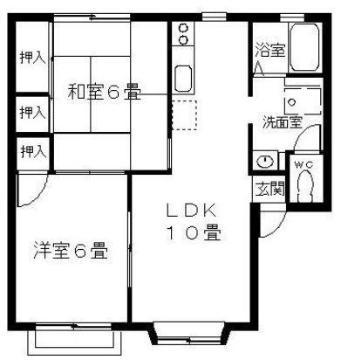 鳳ハイツ(2LDK/2階)の間取り写真