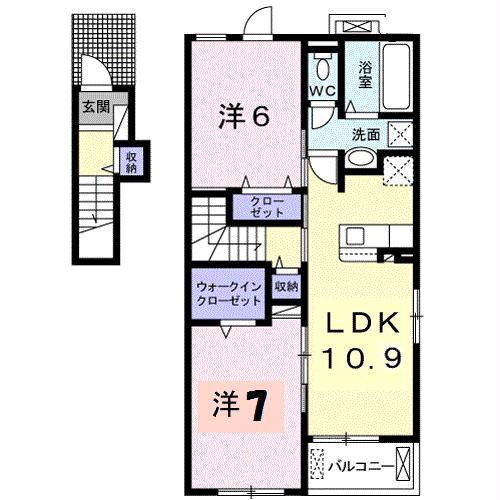 こんね・さくら(2LDK/2階)の間取り写真