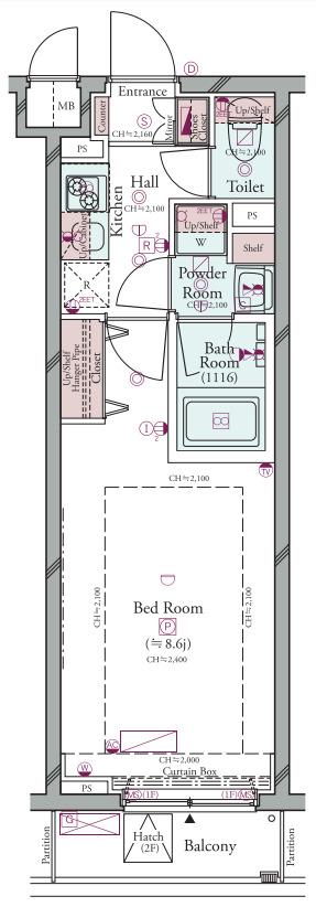 コンシェリア池上 THE RESIDENCE(1K/2階)の間取り写真