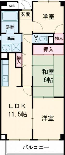 サンヒルズ千里(3LDK/6階)の間取り写真