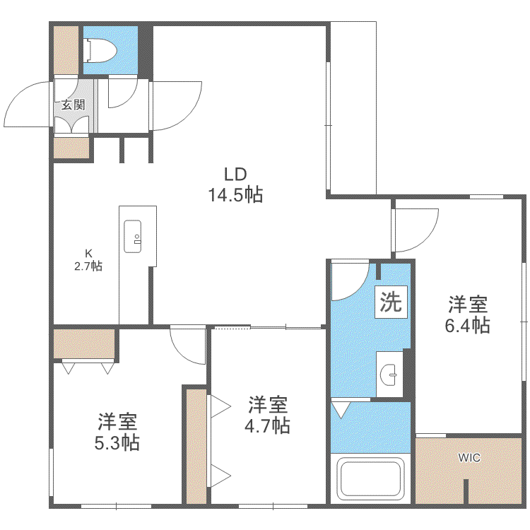 HIGH RESIDENCE YAMAHANA(3LDK/3階)の間取り写真