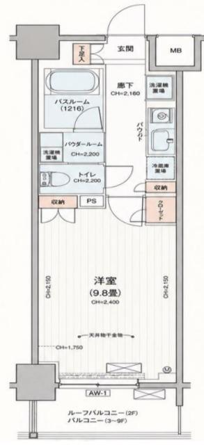 パレステージ曳舟II(1K/4階)の間取り写真