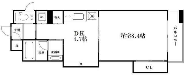 天満アパートメント(1DK/6階)の間取り写真