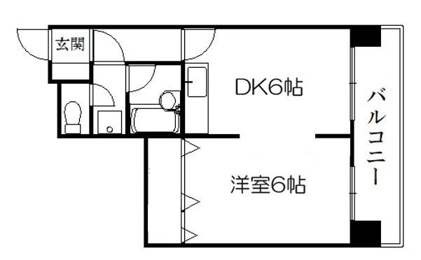 ルミエール御池(1DK/4階)の間取り写真