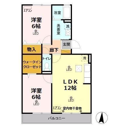 アネシス(2LDK/1階)の間取り写真