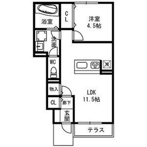 サンライズ東(1LDK/1階)の間取り写真