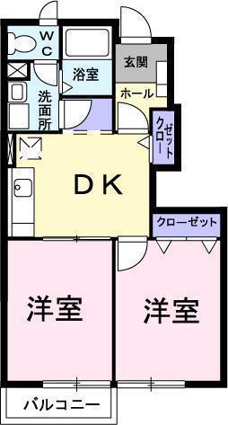 マロン ヴィラ(2DK/1階)の間取り写真