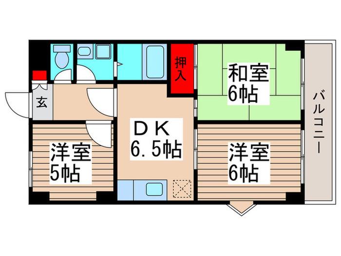 ブルームライフ市川(3DK/3階)の間取り写真