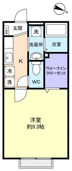 スクエアオーワダ(1K/1階)の間取り写真