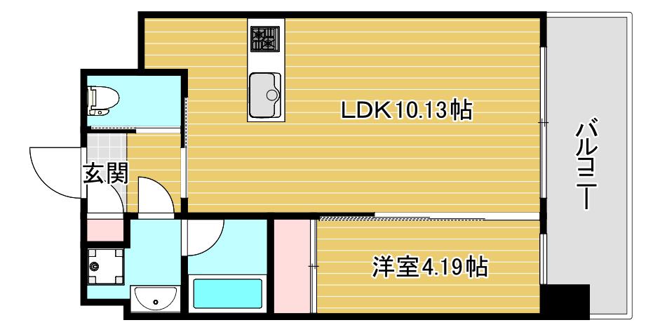 プレジオ弁天町(1LDK/4階)の間取り写真
