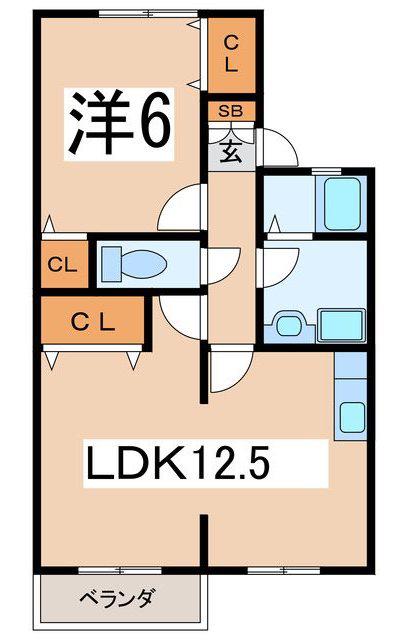 プライムメゾン6号館(1LDK/2階)の間取り写真