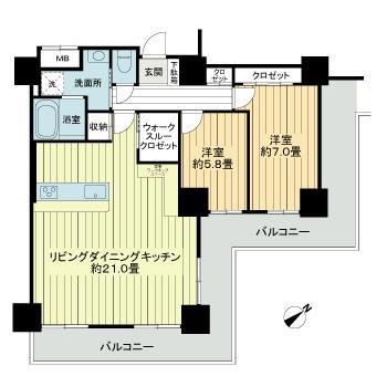 キングマンション堂島川(2LDK/16階)の間取り写真