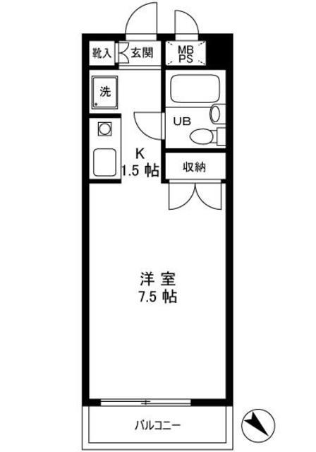 モナークマンション堀切菖蒲園(1K/2階)の間取り写真