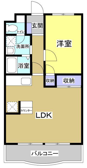 エクレール花村(1LDK/3階)の間取り写真