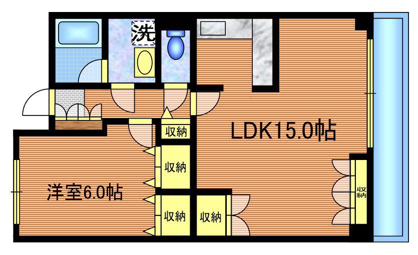第一飛翔ビル(1LDK/5階)の間取り写真