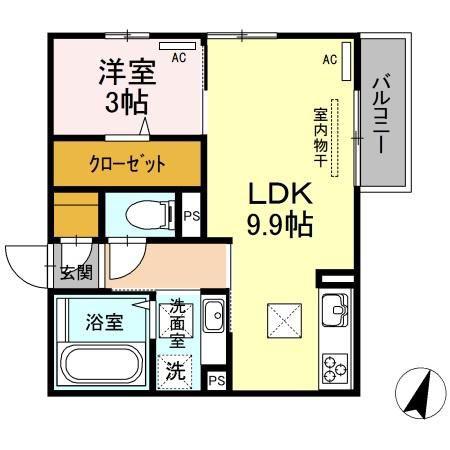 オリーブ ベリー(1LDK/1階)の間取り写真
