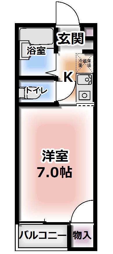 マンションデウミII(1K/3階)の間取り写真