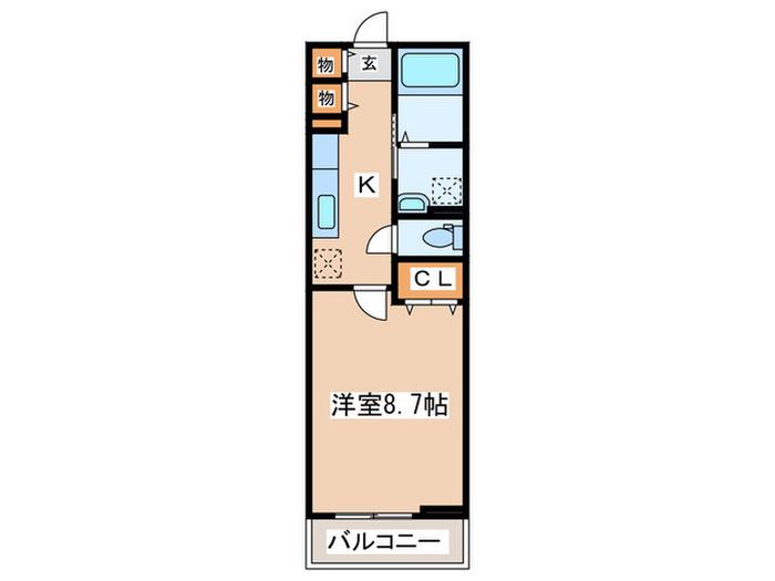 ウエストリヴァー春日町II(1K/2階)の間取り写真