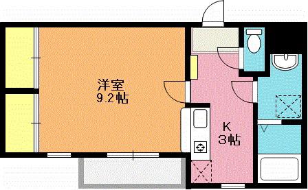 ルネス・マスキ(1K/3階)の間取り写真