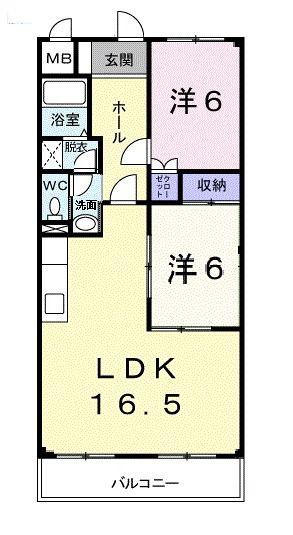 メルヴェイユ羽沢(2LDK/1階)の間取り写真