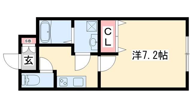 THINKLAND浜の宮(1K/2階)の間取り写真