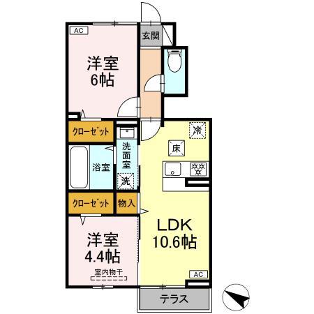 グランリジエール(2LDK/1階)の間取り写真