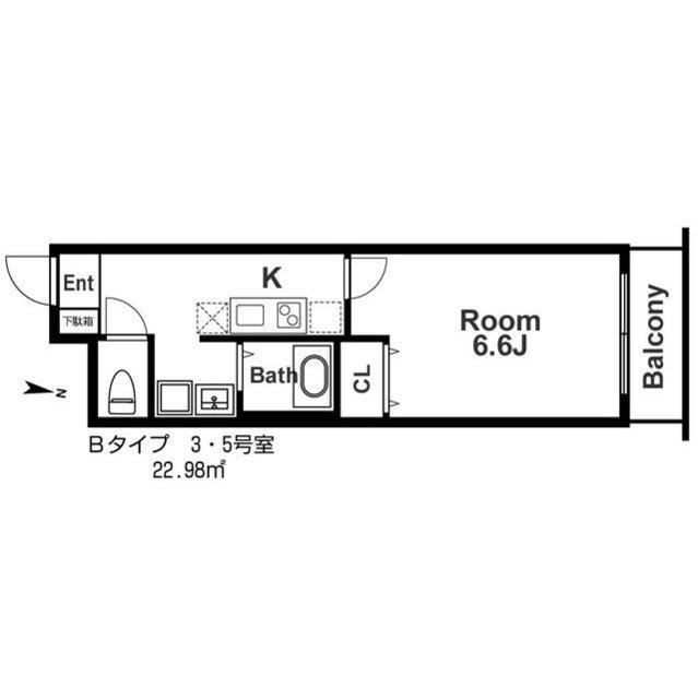 IF城北II(1K/1階)の間取り写真