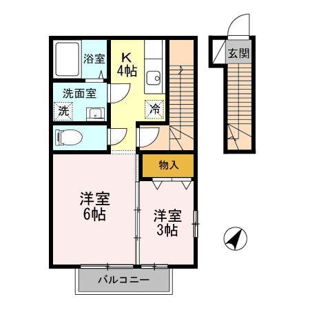 セジュールルーエ I(2K/2階)の間取り写真