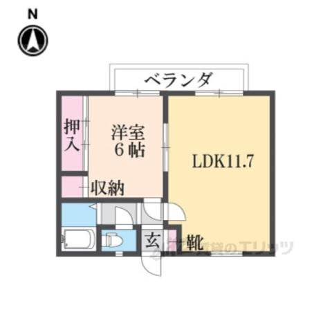 カーサホワイトリバー(1LDK/2階)の間取り写真