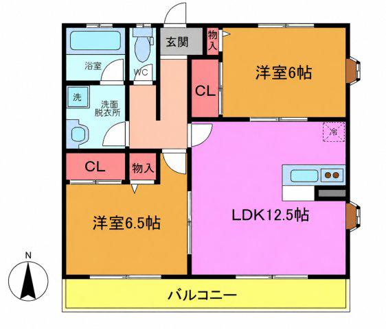 ステラ・ハーフ・ムーン(2LDK/2階)の間取り写真